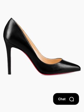 Christian Louboutin Black Leather Pointed Stiletto with Red Sole